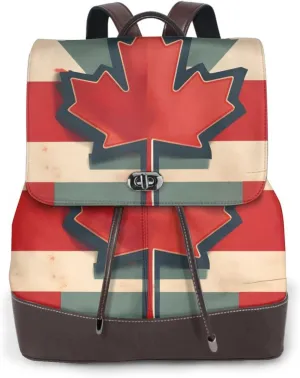 Retro Canada Flag Pattern Print Women'S Backpack Fashionable Backpack Bag Ladies Shoulder Backpack Handbag,Travel