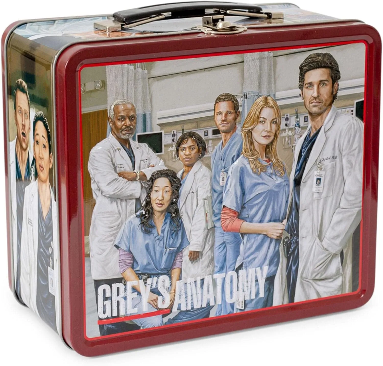 Retro Style Metal Tin Lunch Box Tote | Reusable Bag, Storage Organizer Container, Bento Box Accessories | Official TV Show Collectible | 8 x 7 x 4 Inches