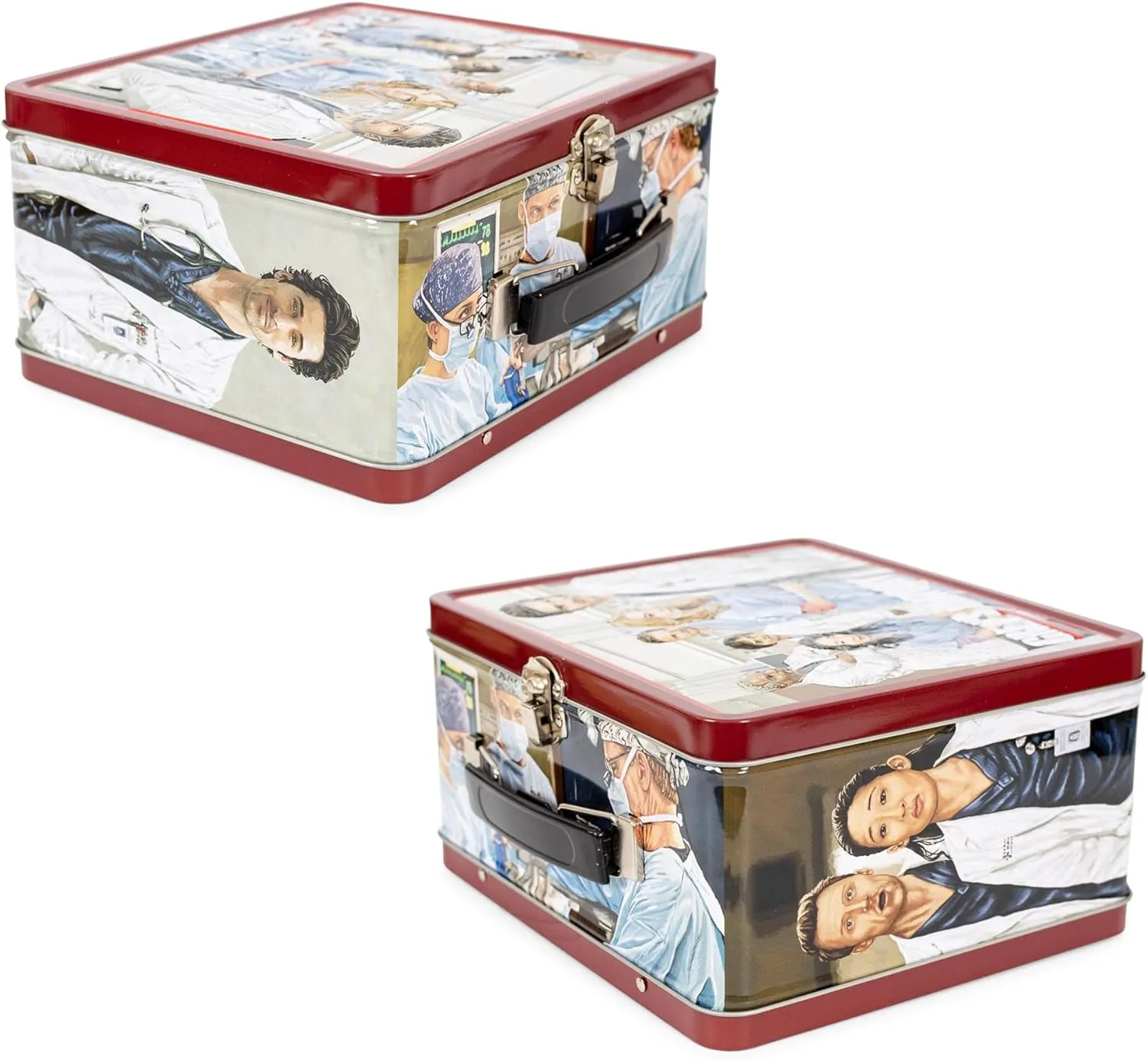 Retro Style Metal Tin Lunch Box Tote | Reusable Bag, Storage Organizer Container, Bento Box Accessories | Official TV Show Collectible | 8 x 7 x 4 Inches