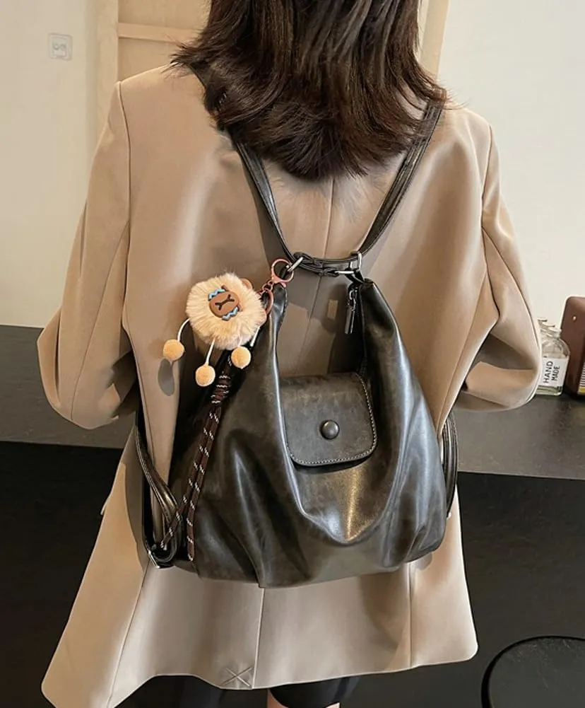 Retro Stylish PU Leather Hobo bag Tote Commute Purses Large Shoulder Crossbody Purses Convertible Bags
