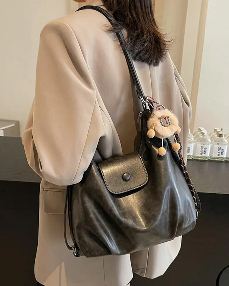 Retro Stylish PU Leather Hobo bag Tote Commute Purses Large Shoulder Crossbody Purses Convertible Bags