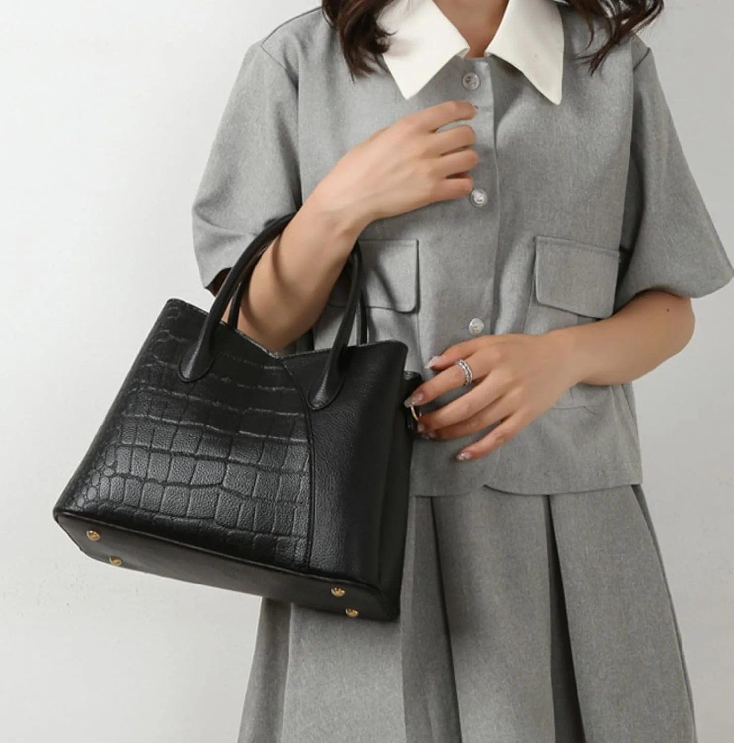 Retro Tote Bag for Women 3pcs Handbag Purse Set Leather Crossbody Shoulder Bags Purse with Cards Bag Wallet (Green)