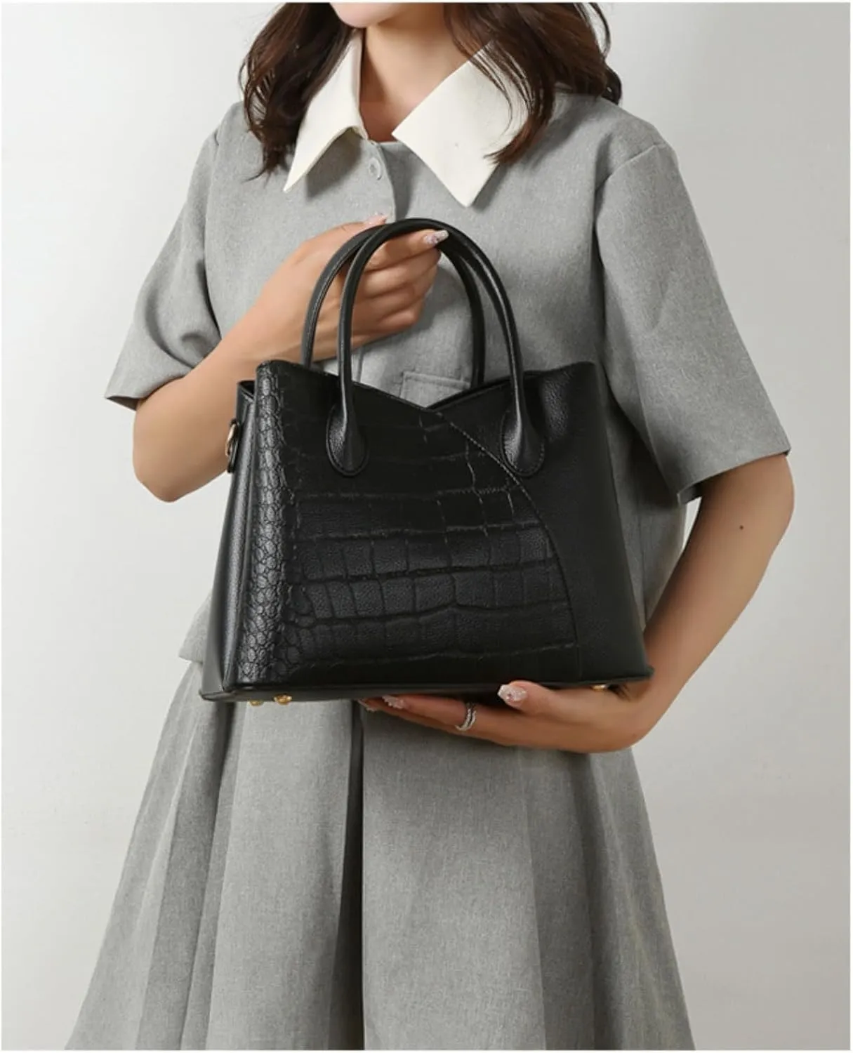 Retro Tote Bag for Women 3pcs Handbag Purse Set Leather Crossbody Shoulder Bags Purse with Cards Bag Wallet (Green)