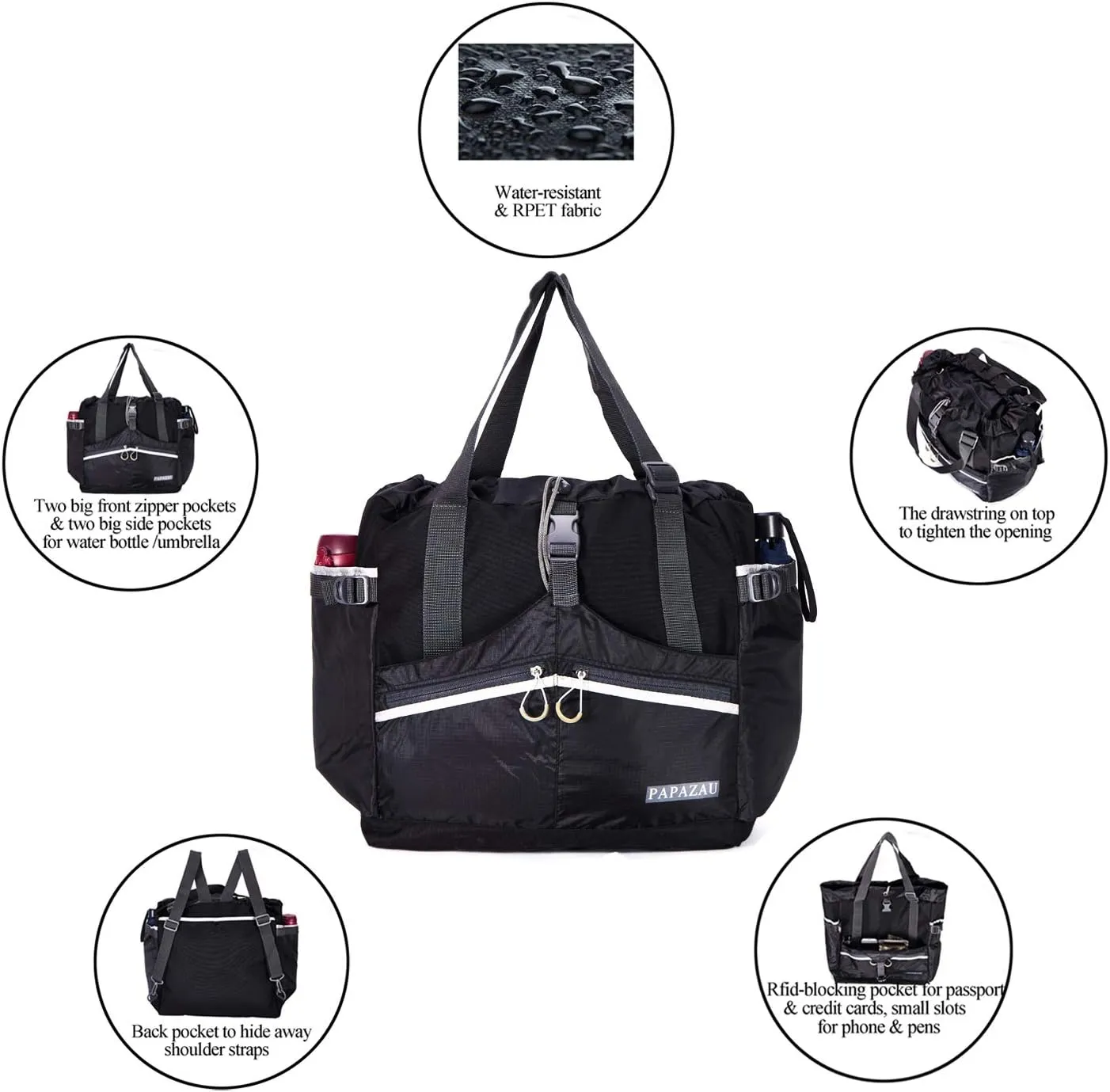 Rfid Travel Tote Bag 40L Convertible Beach Tote Backpack