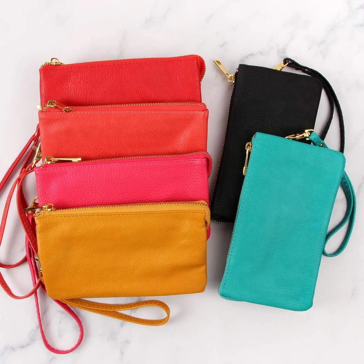 RIAH FASHION Convertible Faux Leather Wallet Purse Clutch - Mini Handbag Detachable Chain Crossbody Strap Phone Holder