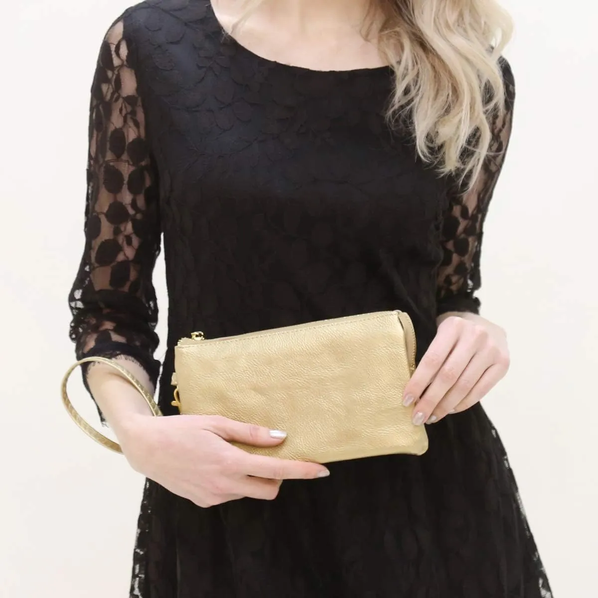 RIAH FASHION Convertible Vegan Leather Wallet Purse Clutch - Small Handbag Phone/Card Slots & Detachable Wristlet/Crossbody