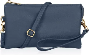 RIAH FASHION Convertible Vegan Leather Wallet Purse Clutch - Small Handbag Phone/Card Slots & Detachable Wristlet/Crossbody