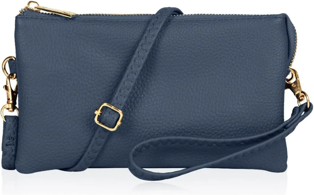 RIAH FASHION Convertible Vegan Leather Wallet Purse Clutch - Small Handbag Phone/Card Slots & Detachable Wristlet/Crossbody