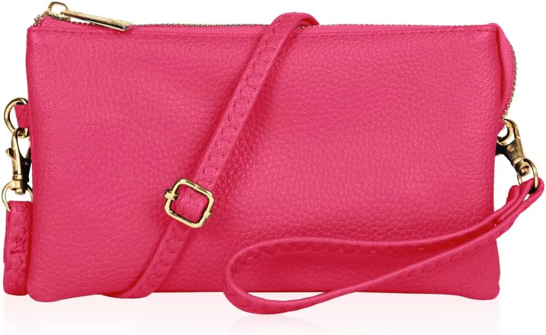 RIAH FASHION Convertible Vegan Leather Wallet Purse Clutch - Small Handbag Phone/Card Slots & Detachable Wristlet/Crossbody
