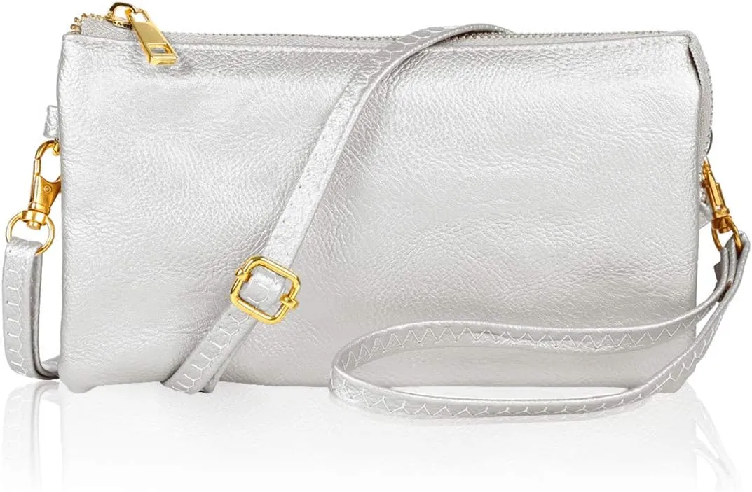 RIAH FASHION Convertible Vegan Leather Wallet Purse Clutch - Small Handbag Phone/Card Slots & Detachable Wristlet/Crossbody