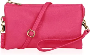 RIAH FASHION Convertible Vegan Leather Wallet Purse Clutch - Small Handbag Phone/Card Slots & Detachable Wristlet/Crossbody