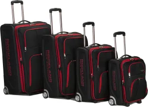 Rockland Polo Equipment Varsity Softside Upright Luggage, Black, 4-Piece Set (18/22/26/30)