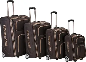 Rockland Polo Equipment Varsity Softside Upright Luggage, Brown, 4-Piece Set (18/22/26/30)