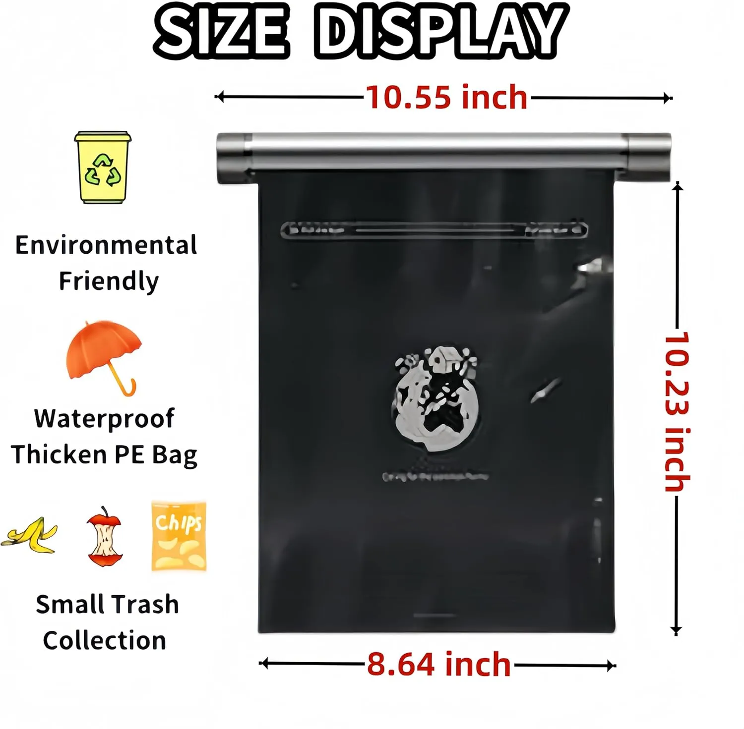 Roller Type Trash can, Aluminium Alloy Rotating Store Design Garbage Can for car, Car Trash Bag Hanging car Trash can Waterproof Black