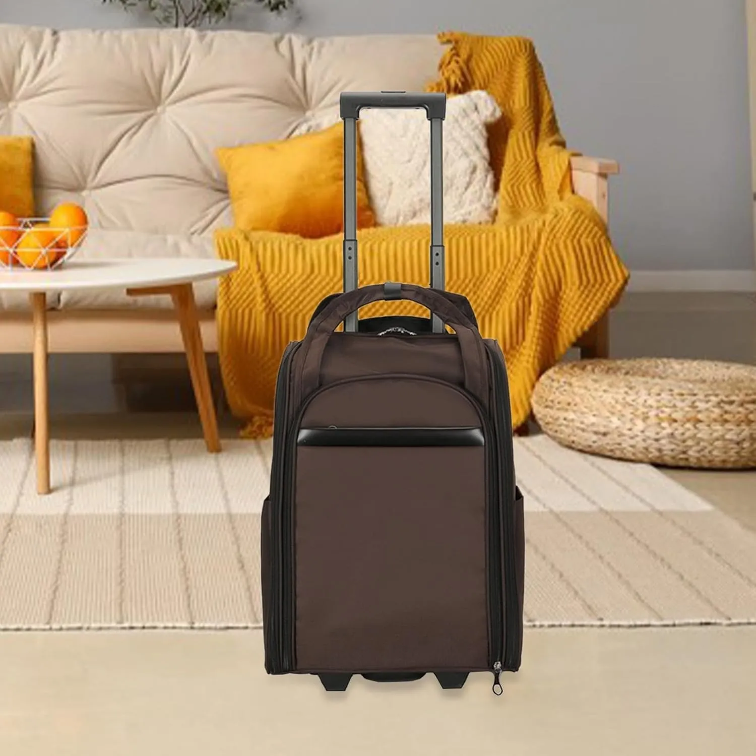 Rolling Duffel Bag with Wheels Carrying Garment Bags for Travel Friendly Picnic, Brown