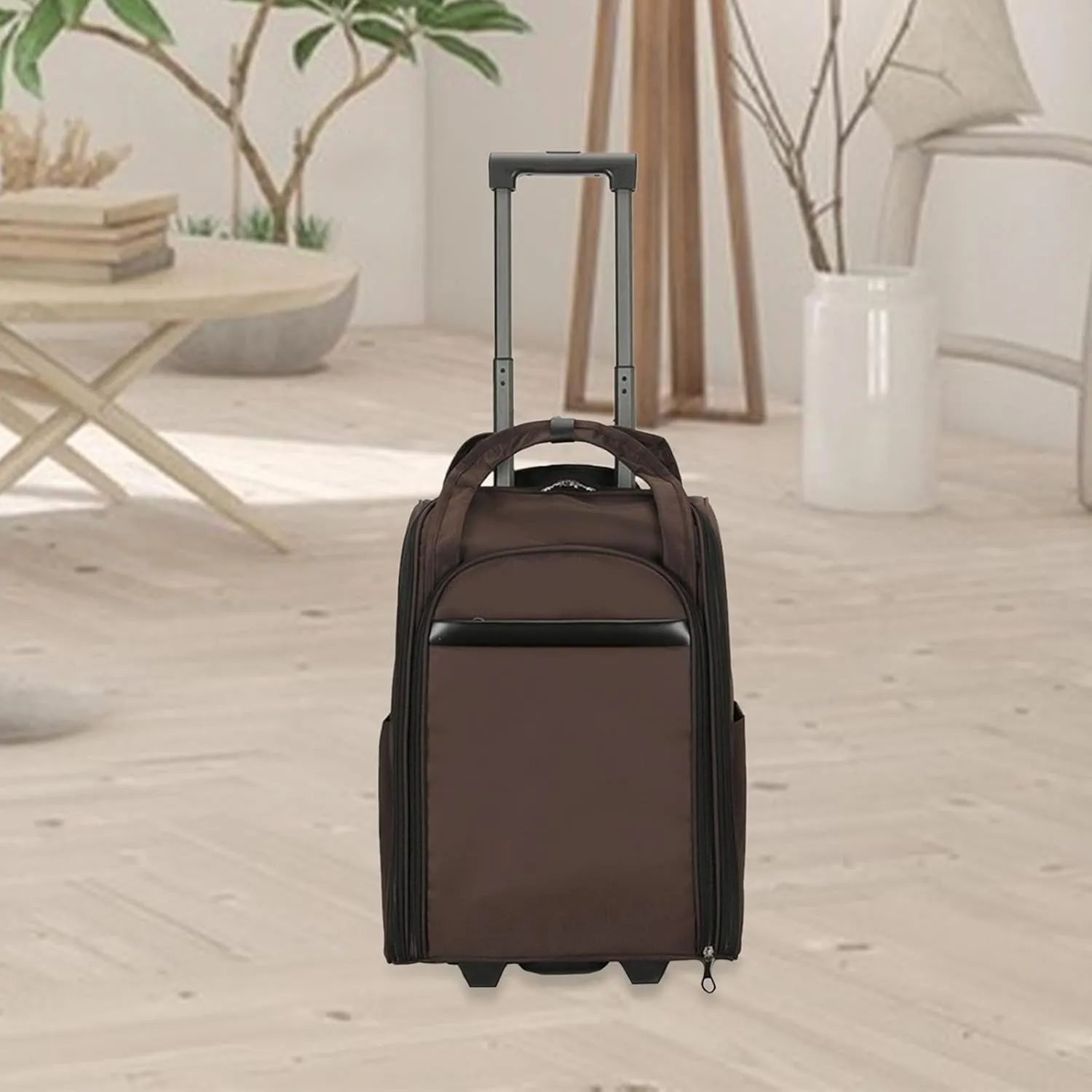 Rolling Duffel Bag with Wheels Carrying Garment Bags for Travel Friendly Picnic, Brown