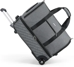 Rolling Garment Bag for Travel - Convertible Duffel Bag with Wheels & Shoes Compartment, Carry on Suit Luggage Bag (Grey)