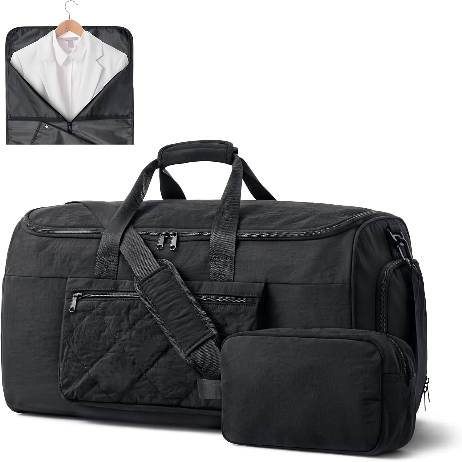 S-ZONE Garment Duffle Bags for Travel Carry on Convertible 2 in 1 Suit Bags Hanging Suitcase with Toiletry Bag 50L