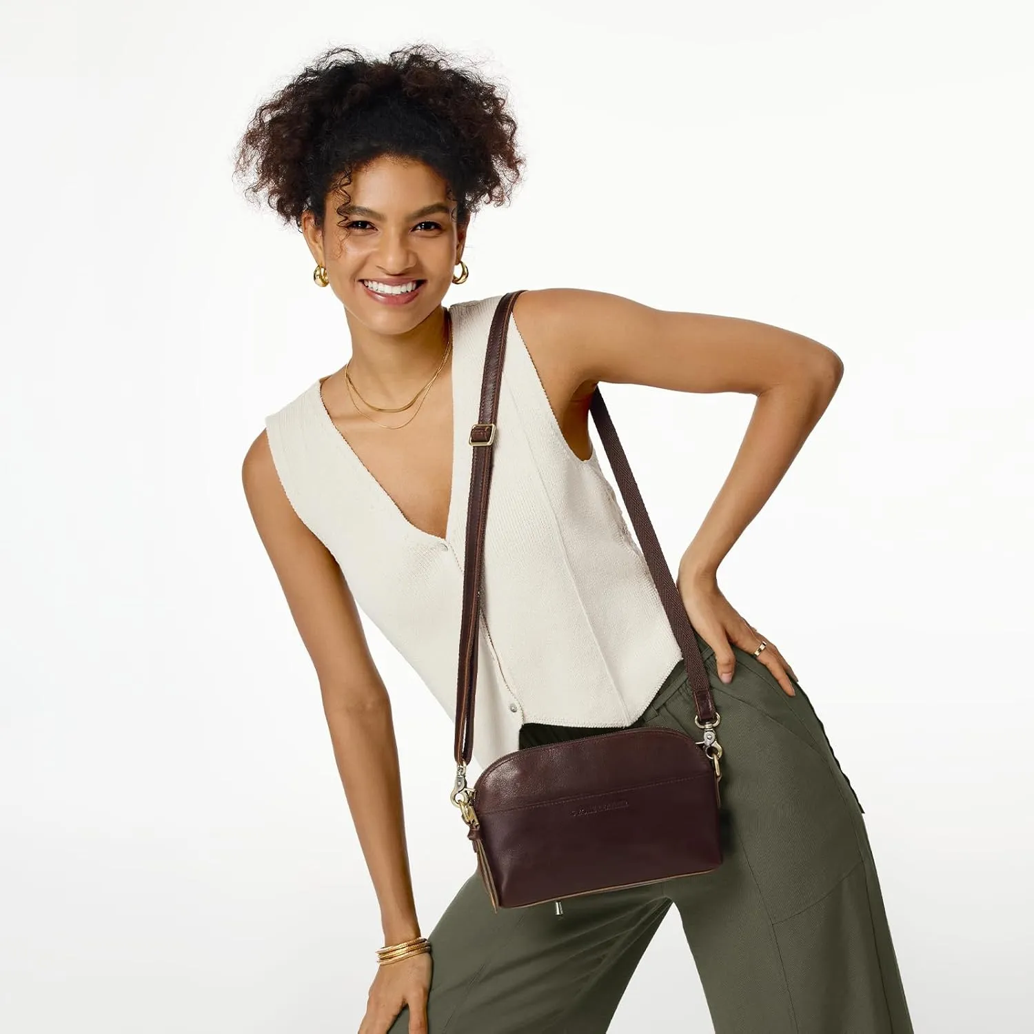 S-ZONE Leather Crossbody Bags for Women Cross Body Purse Vintage Designer Shoulder Bag Small