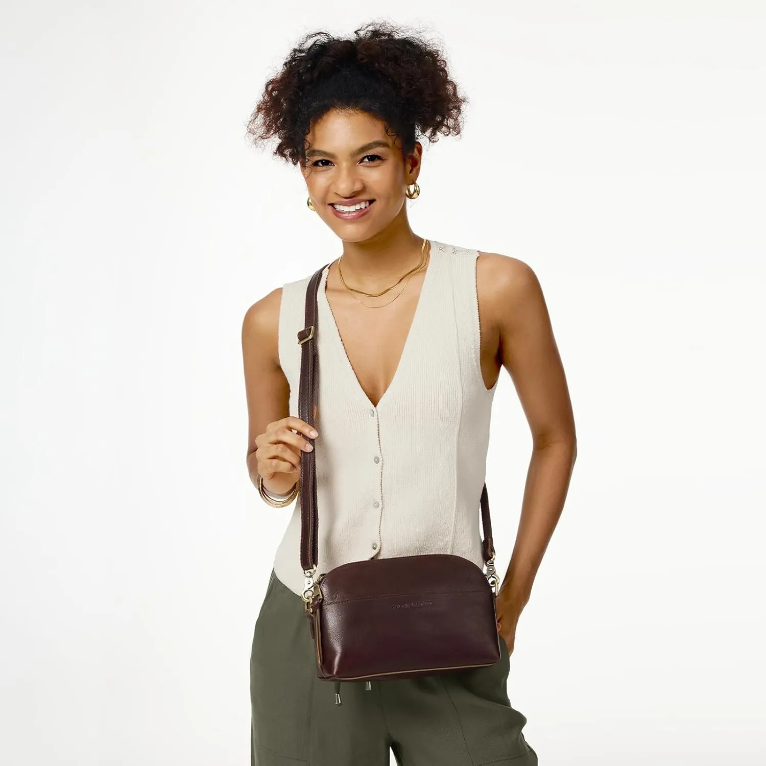 S-ZONE Leather Crossbody Bags for Women Cross Body Purse Vintage Designer Shoulder Bag Small