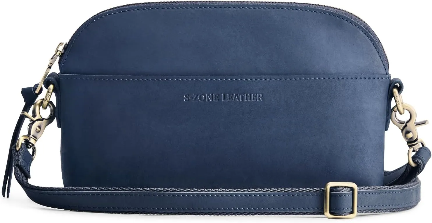 S-ZONE Leather Crossbody Bags for Women Cross Body Purse Vintage Designer Shoulder Bag Small