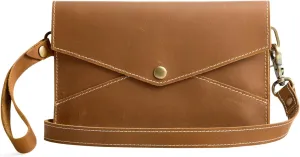 S-ZONE Leather Envelope Convertible Crossbody Bags for Women Wristlet Clutch Purses Small Shoulder Handbag with 2 straps