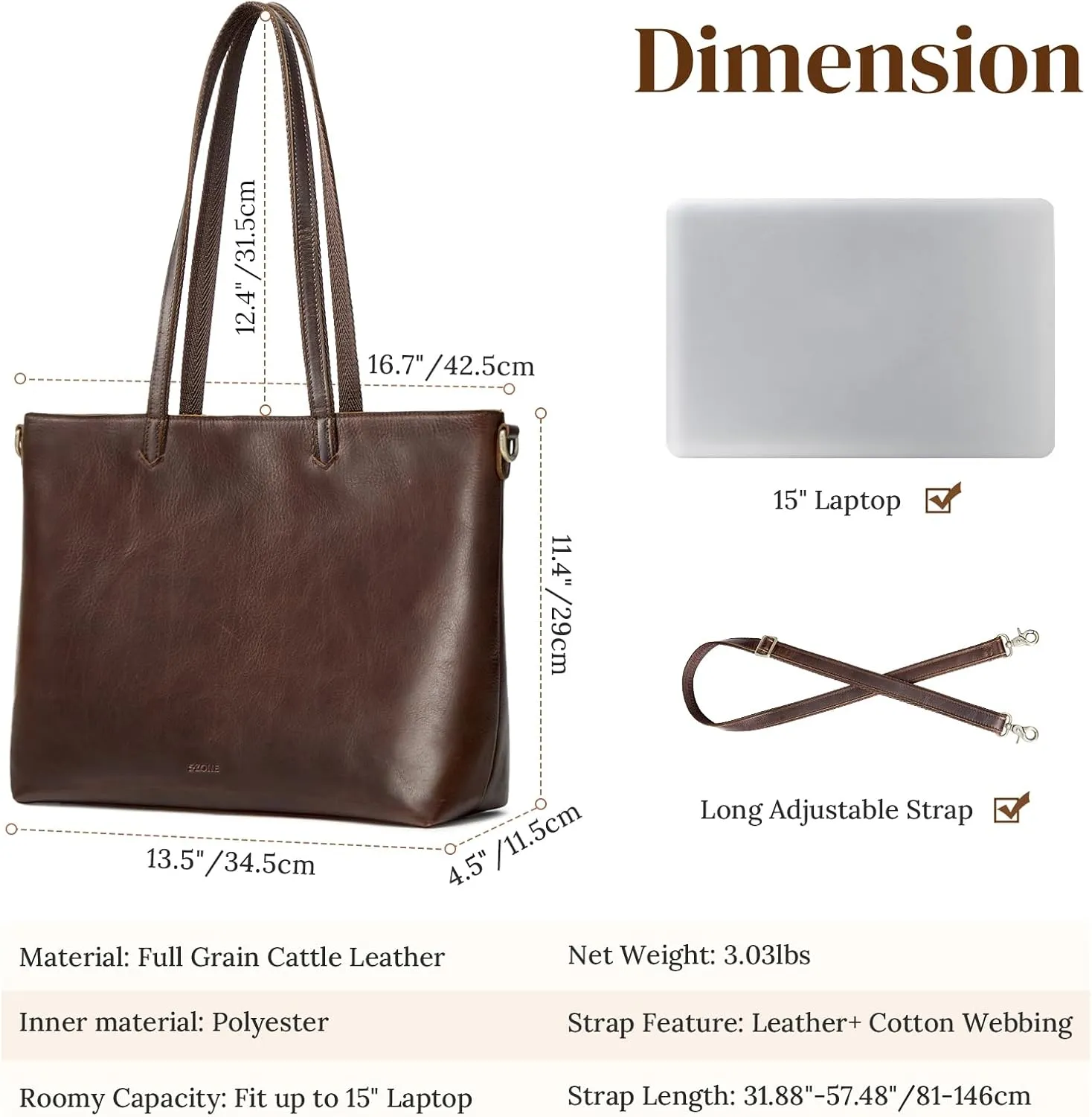 S-ZONE Leather Tote Bag for Women Large Shoulder Bag Work Top Handle Handbag Satchel Purse 2Pcs Set