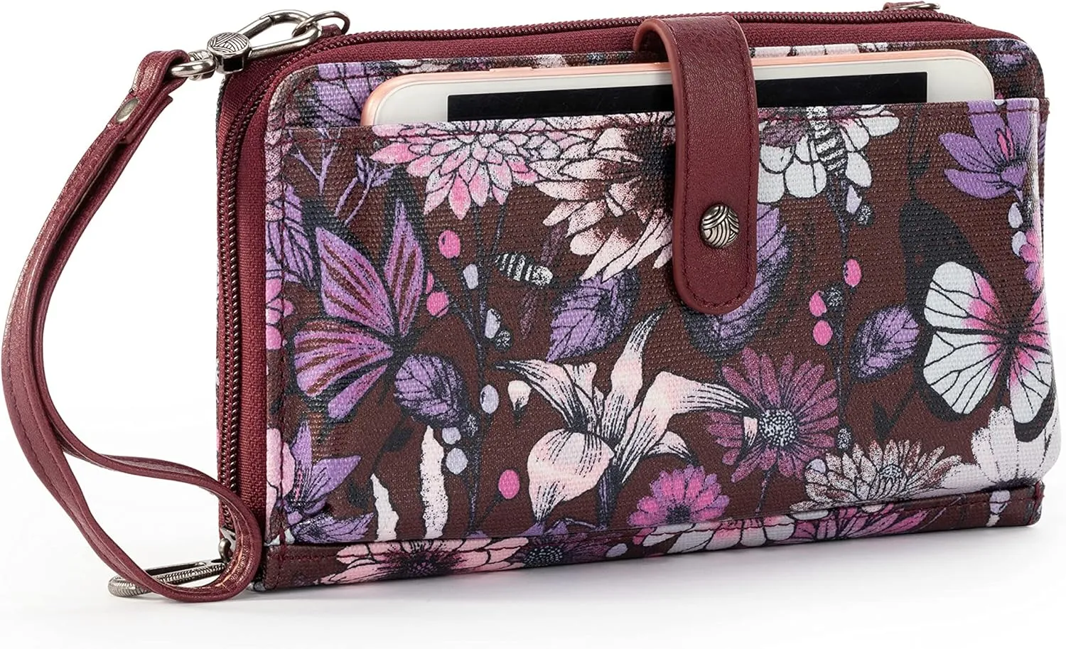 Sakroots Large Smartphone Crossbody Bag in Coated Canvas, Convertible Purse with Detachable Wristlet Strap