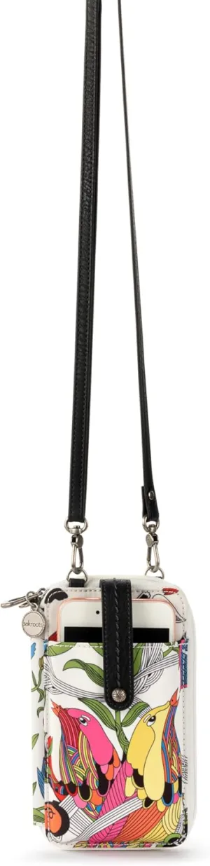 Sakroots Salinas Repreve EcoTwill Smartphone Crossbody, White Peace Print