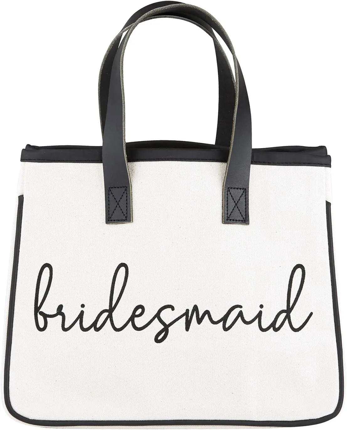 Santa Barbara Design Studio Tote Bag Hold Everything Collection Black and White 100% Cotton Canvas with Leather Handles