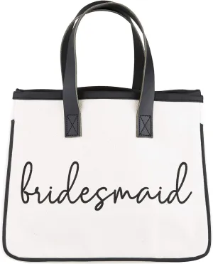 Santa Barbara Design Studio Tote Bag Hold Everything Collection Black and White 100% Cotton Canvas with Leather Handles