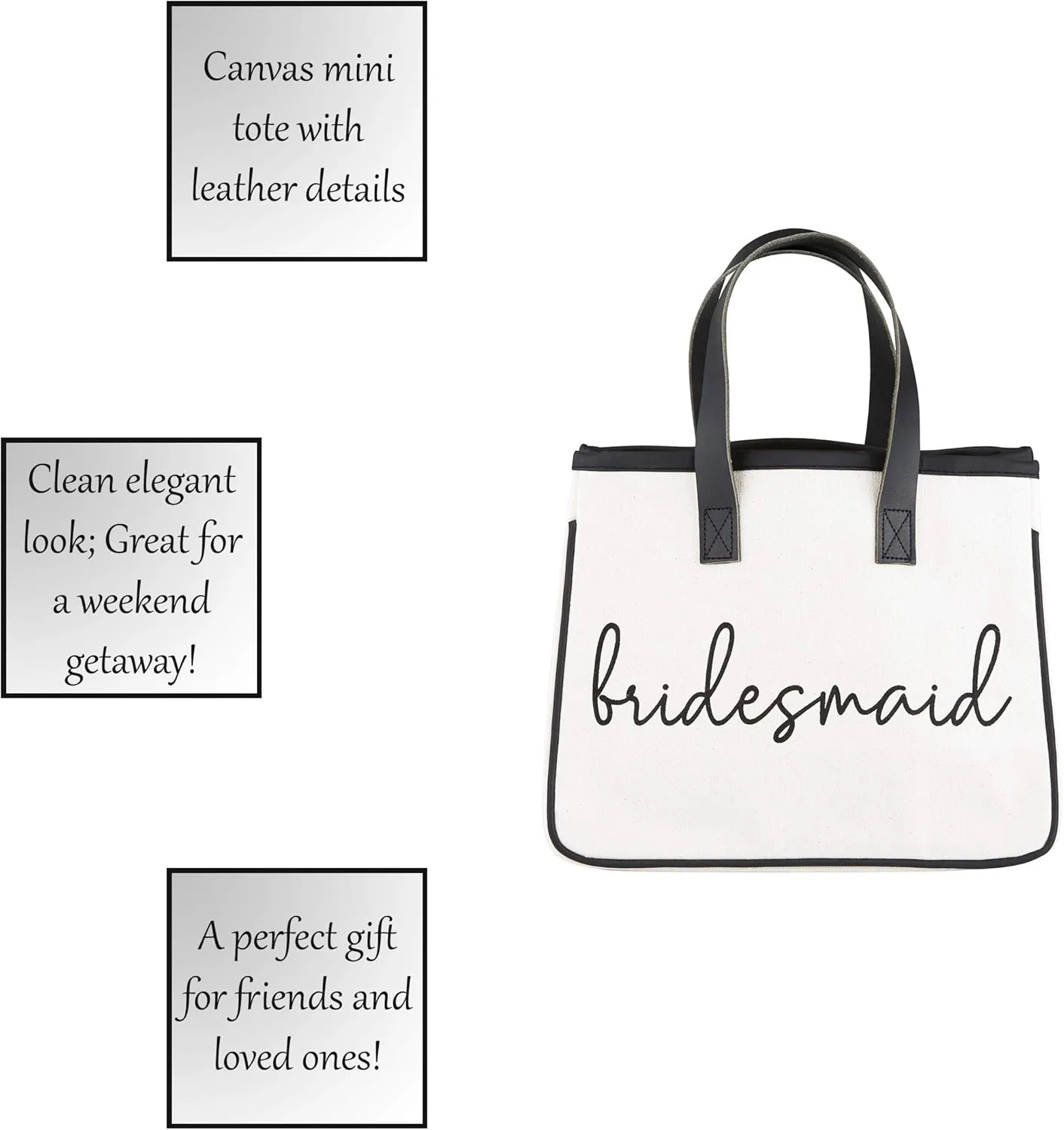 Santa Barbara Design Studio Tote Bag Hold Everything Collection Black and White 100% Cotton Canvas with Leather Handles