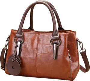 Satchel Handbags for Women Vegan Leather Tote Purses with Compartments Shoulder Crossbody Bags for Travel Work