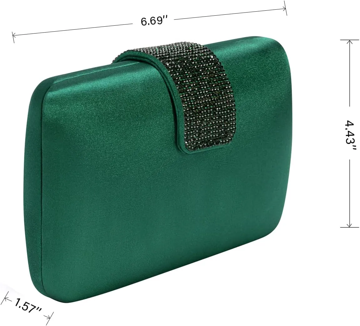 Satin Rhinestones Evening Bags Party Bridal Clutch Purse For Women Prom Clutch