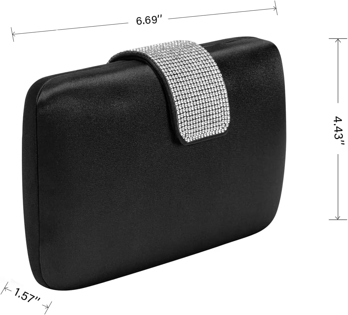 Satin Rhinestones Evening Bags Party Bridal Clutch Purse For Women Prom Clutch