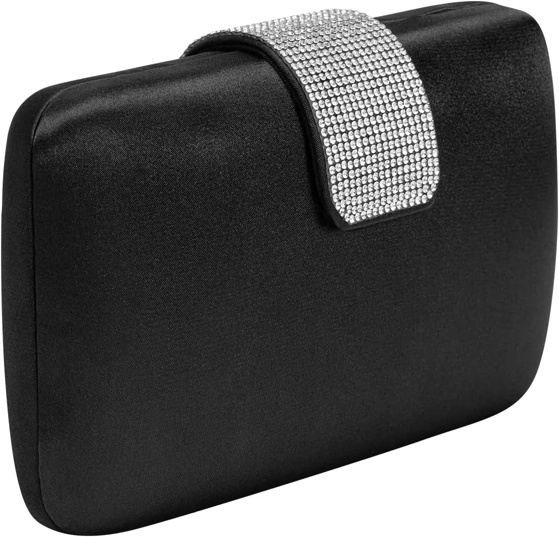 Satin Rhinestones Evening Bags Party Bridal Clutch Purse For Women Prom Clutch