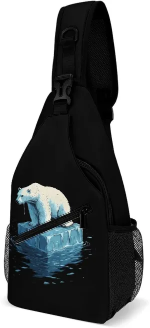Save Bears Melting Glaciers Casual Sling Bag Backpack Travel Shoulder Chest Crossbody Bags Adjustable Daypack Unisex