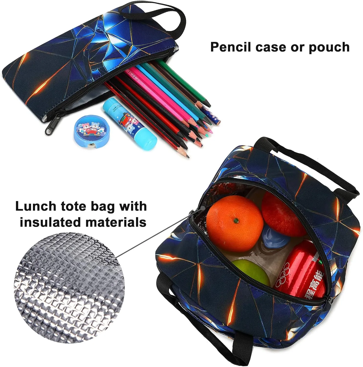 School Backpack for Boys Kids 3Pcs Teens Bookbag Elementary Backpacks Set with Lunch Box and Pencil Case