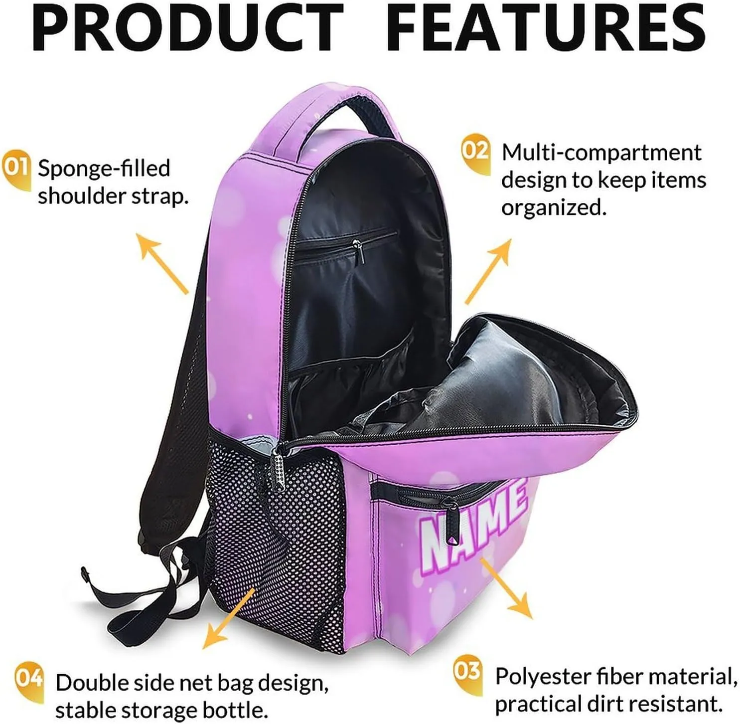 School Backpack for Girls, Custom Kids Backpacks with Initial Name, Personalized Unicorn Bookbag for Kindergarten Primary Elementary, 17 Inch Back to School Supplies for Kids 6-8