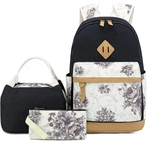 School backpack for Teen Girls Women Travel Laptop Backpack College Bookbag Kids Backpack with Lunch Bag Pencil Bag
