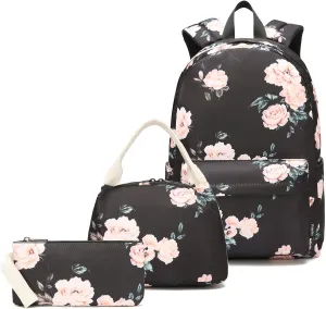 School backpack for Teen Girls Women Travel Laptop Backpack College Bookbag Kids Backpack with Lunch Bag Pencil Bag