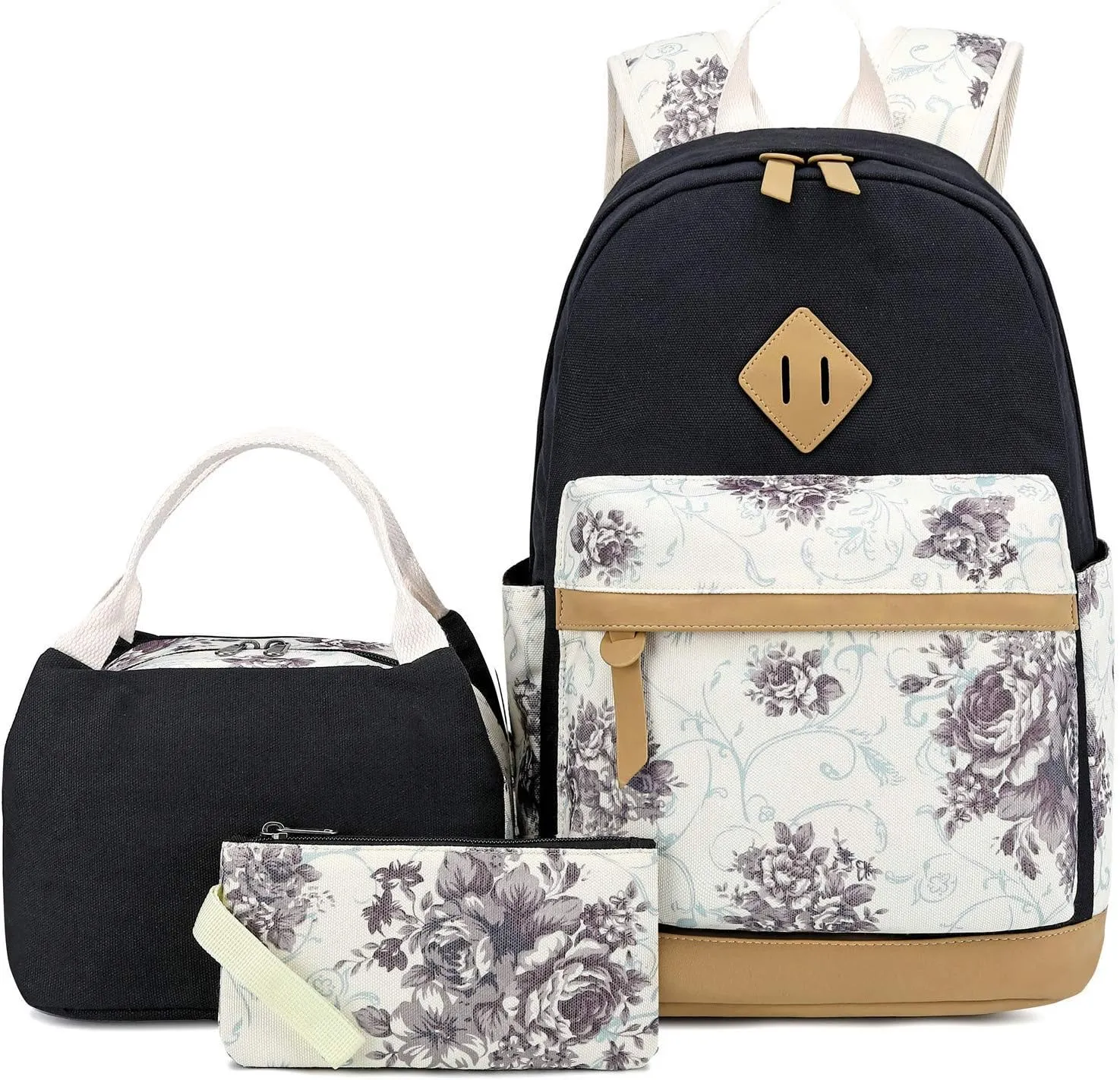 School backpack for Teen Girls Women Travel Laptop Backpack College Bookbag Kids Backpack with Lunch Bag Pencil Bag