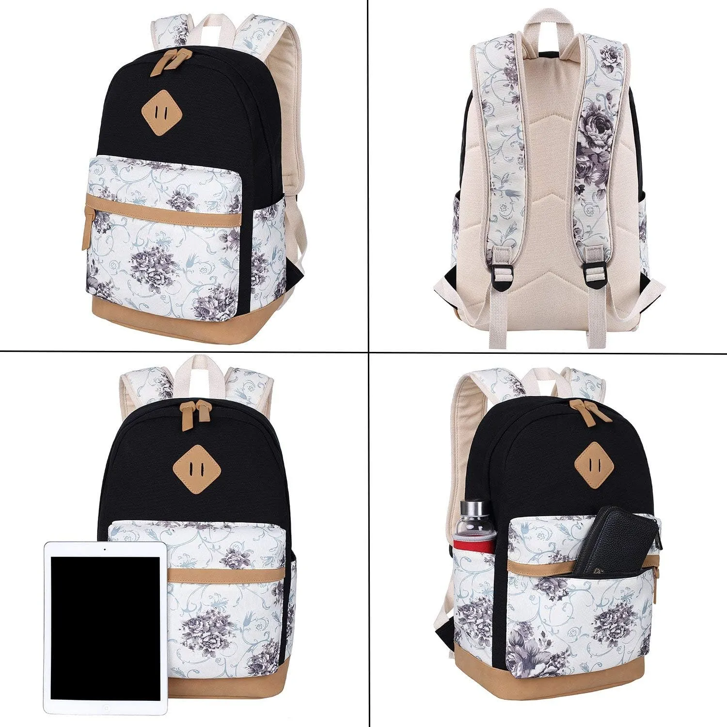 School backpack for Teen Girls Women Travel Laptop Backpack College Bookbag Kids Backpack with Lunch Bag Pencil Bag
