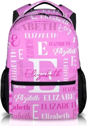 School Backpacks for Kids, Custom Teens Girls Backpack, Personalized Name Pink Bookbag for Students Children, 17 Inch School Bag with Shoulder for Primary Middle School