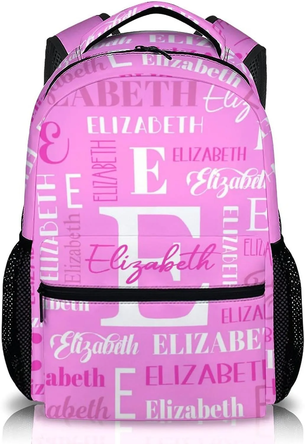 School Backpacks for Kids, Custom Teens Girls Backpack, Personalized Name Pink Bookbag for Students Children, 17 Inch School Bag with Shoulder for Primary Middle School