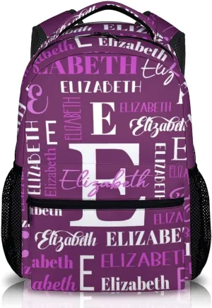 School Backpacks for Kids Girls, Custom Name School Backpack for Travel, Hiking, Casual Black Lightweight Bookbag, 17 Inch Schoolbag for Elementary Middle School