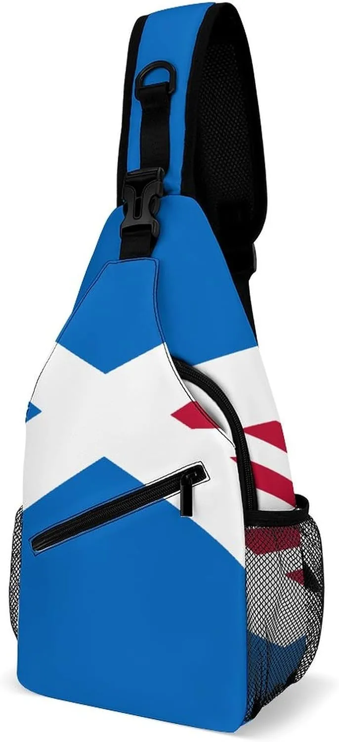 Scotland U.S. Flag Mix Fashion Sling Bag Shoulder Chest Crossbody Bags for Women Men Backpack Daypack Travel Hiking