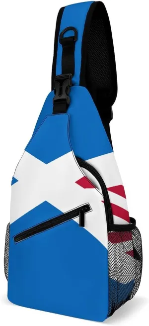 Scotland U.S. Flag Mix Fashion Sling Bag Shoulder Chest Crossbody Bags for Women Men Backpack Daypack Travel Hiking