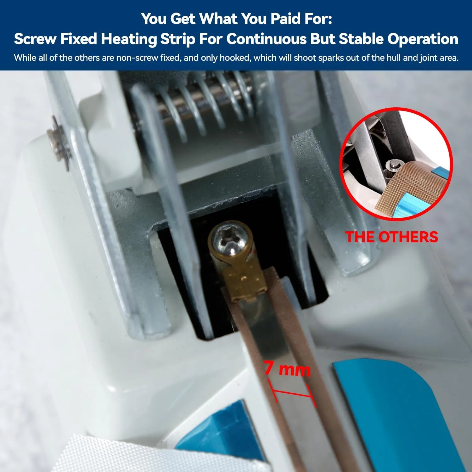 Sealer Pro, 12-inch Super Impulse Heat Bag Sealer, 7-mm Sealing System with Patent for Never Burn Out, Antioxidant Aluminium Shield, Copper Transformer, Built-in Fuse Safety System, White