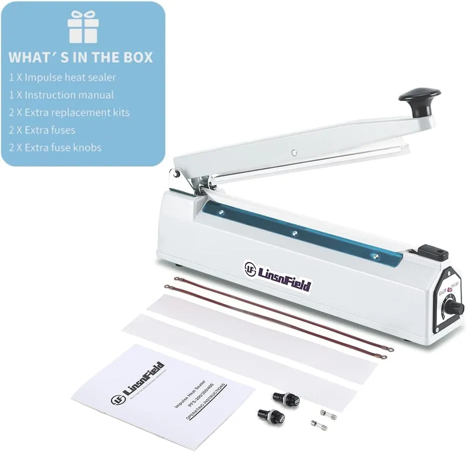 Sealer Pro, 12-inch Super Impulse Heat Bag Sealer, 7-mm Sealing System with Patent for Never Burn Out, Antioxidant Aluminium Shield, Copper Transformer, Built-in Fuse Safety System, White